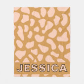 Personalized Cow Print Blush Pink Tan Fleecedecke (Vorderseite)