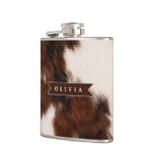 Personalized Cow Print Cowgirl Western Style Gift Flachmann (Links)