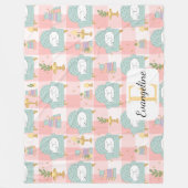 Personalized Cozy Aesthetic Cat Pattern Girl Pink Fleecedecke (Vorderseite)