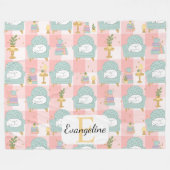 Personalized Cozy Aesthetic Cat Pattern Girl Pink Fleecedecke (Vorderseite (Horizontal))
