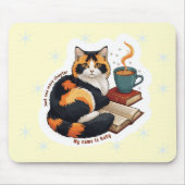 Personalized Cozy Calico Cat Reading Mousepad (Vorne)