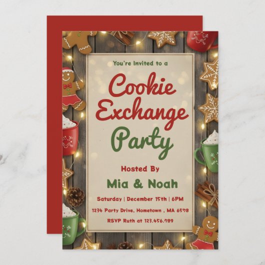 Personalized Cozy Christmas Cookie Exchange Party Einladung (Vorne/Hinten)