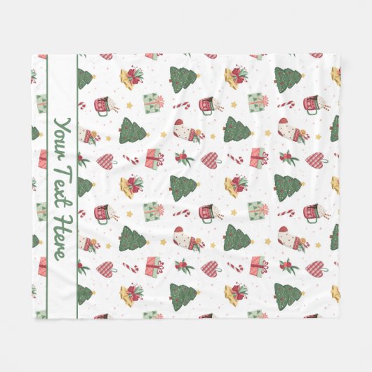 Personalized Cozy Christmas Tree Fleece Blanket (Vorderseite (Horizontal))