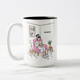 Personalized Cozy Daughter Coffee Gift Cute Relax Zweifarbige Tasse