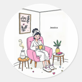 Personalized Cozy Daughter Gift Cute Self Care Runder Aufkleber
