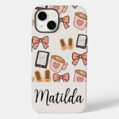 Personalized cozy Girly Bows & Coffee Pattern Case-Mate iPhone Hülle (Rückseite)