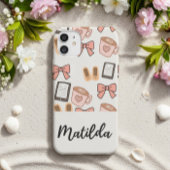 Personalized cozy Girly Bows & Coffee Pattern Case-Mate iPhone Hülle