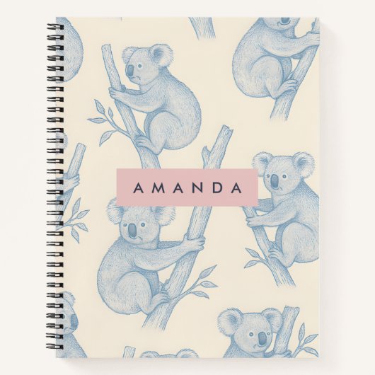 Personalized Cozy Koala Pattern Notizblock (Vorderseite)