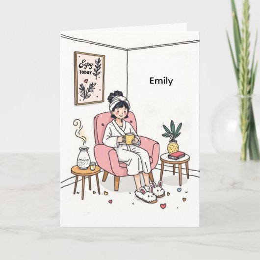 Personalized Cozy Mom Gift Cute Relaxing Self Care Karte (Vorderseite)