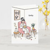 Personalized Cozy Mom Gift Cute Relaxing Self Care Karte (Gelbe Blume)