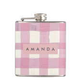 Personalized Cozy Pink Checkered Design Flachmann (Vorderseite)