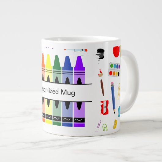 Personalized Crayon Back To School Jumbo-Tasse (Vorderseite Rechts)