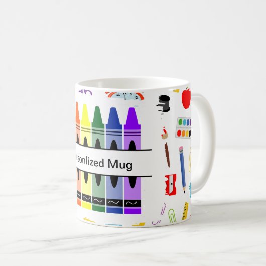 Personalized Crayon Back To School Kaffeetasse (VorderseiteRechts)