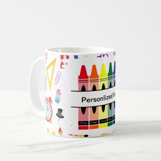 Personalized Crayon Back To School Kaffeetasse (Vorderseite Links)
