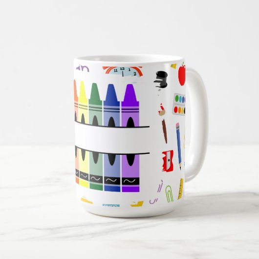 Personalized Crayon Back To School Kaffeetasse (VorderseiteRechts)