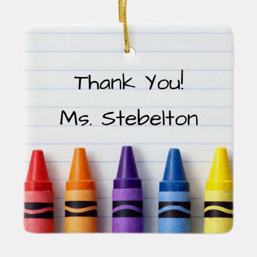 Personalized Crayon Teacher Christmas Ornament (Vorderseite)