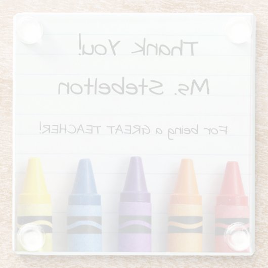 Personalized Crayon Teacher Drink Coaster Glasuntersetzer (Rückseite)