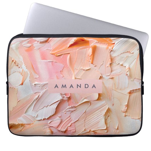 Personalized Creamy Brushstroke Peach and Blush Laptopschutzhülle (Vorderseite)