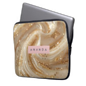 Personalized Creamy Caramel Gold Swirl Elegant  Laptopschutzhülle (Vorderseite Links)