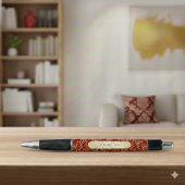 Personalized Crimson Gold Damask Pattern Kugelschreiber