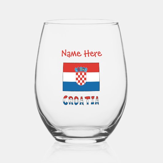 Personalized Croatia Flag  Weinglas Ohne Stiel (Vorderseite)