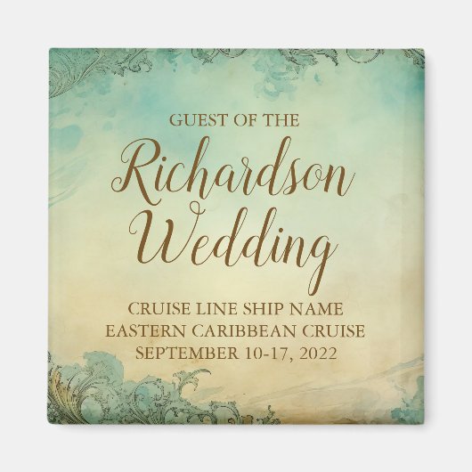 Personalized Cruise Wedding Guest Keepsake Magnet (Vorne)