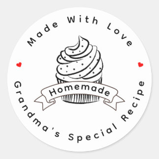 Personalized Cupcake Homemade Made With Love Runder Aufkleber