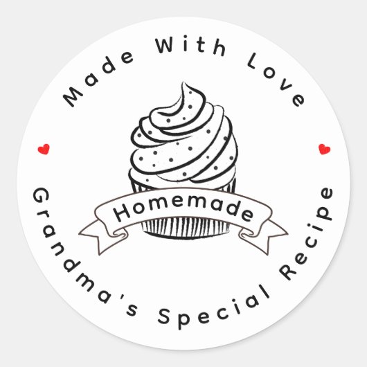 Personalized Cupcake Homemade Made With Love Runder Aufkleber (Vorderseite)