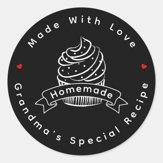 Personalized Cupcake Homemade Made With Love Runder Aufkleber (Vorderseite)