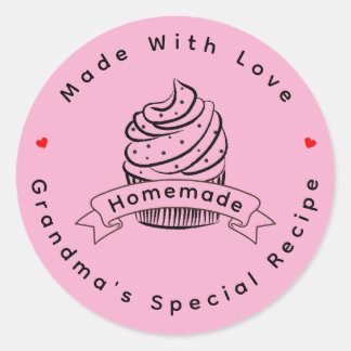 Personalized Cupcake Homemade Made With Love Runder Aufkleber