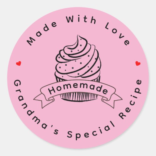 Personalized Cupcake Homemade Made With Love Runder Aufkleber (Vorderseite)