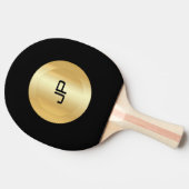 Personalized Custom Black And Gold Monogrammed Tischtennis Schläger (Seitenansicht)