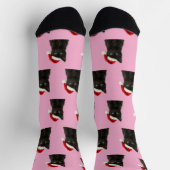 Personalized Custom Black Kitty Cat Christmas  Socken (Oben)