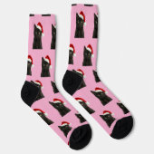 Personalized Custom Black Kitty Cat Christmas  Socken (Rechts)