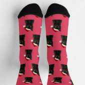 Personalized Custom Black Kitty Cat Christmas  Socken (Oben)