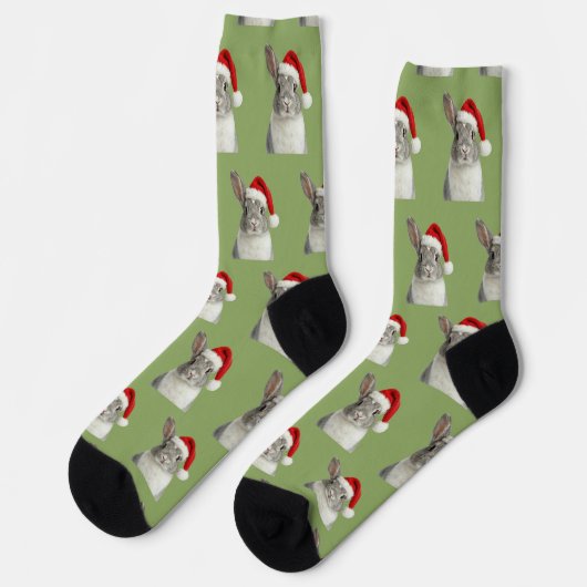 Personalized Custom Bunny Christmas  Socken (Linkes Detail)