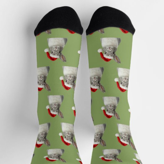 Personalized Custom Bunny Christmas  Socken (Oben)