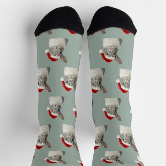Personalized Custom Bunny Christmas  Socken (Oben)