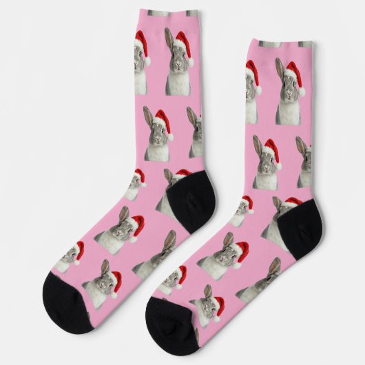 Personalized Custom Bunny Christmas  Socken (Linkes Detail)