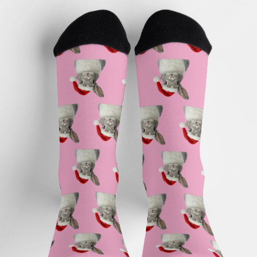 Personalized Custom Bunny Christmas  Socken (Oben)