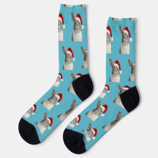 Personalized Custom Bunny Christmas  Socken (Linkes Detail)