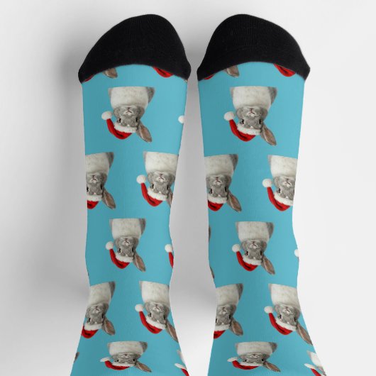 Personalized Custom Bunny Christmas  Socken (Oben)
