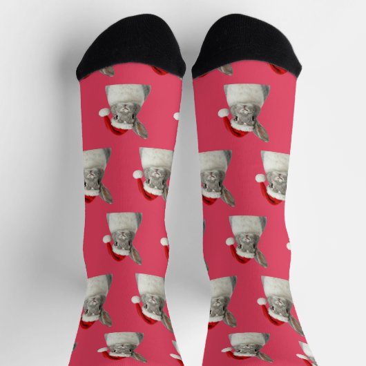 Personalized Custom Bunny Christmas  Socken (Oben)