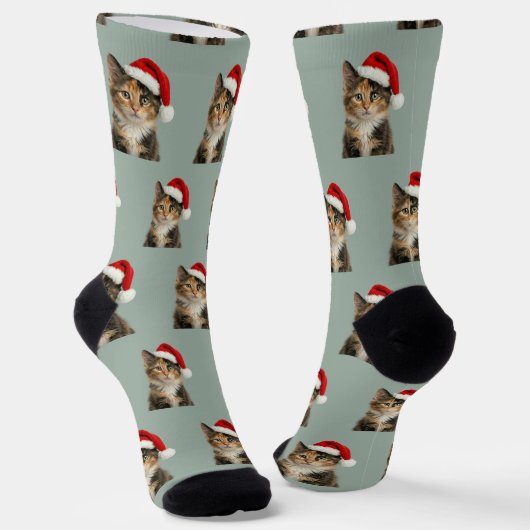 Personalized Custom Calico Kitty Cat Christmas  Socken (Gewinkelt)