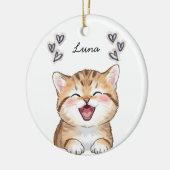 Personalized Custom Cat Photo Name Keepsake Keramik Ornament (Links)