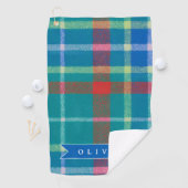 Personalized Custom Classic Blue Plaid Preppy Golfhandtuch (Insitu)