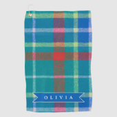 Personalized Custom Classic Blue Plaid Preppy Golfhandtuch (Vorderseite)