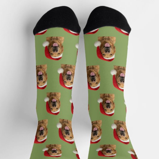Personalized Custom Golden Retriever Christmas Socken (Oben)