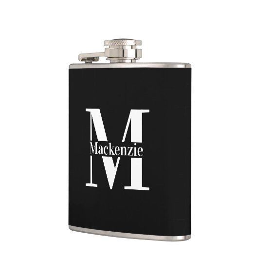 Personalized Custom Made Monogrammed Black Flachmann (Links)