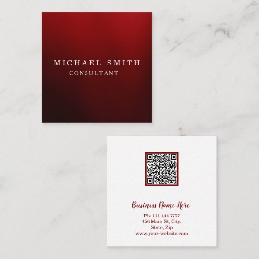 Personalized Custom Minimalist Modern QR Code Logo Quadratische Visitenkarte (Vorne/Hinten)